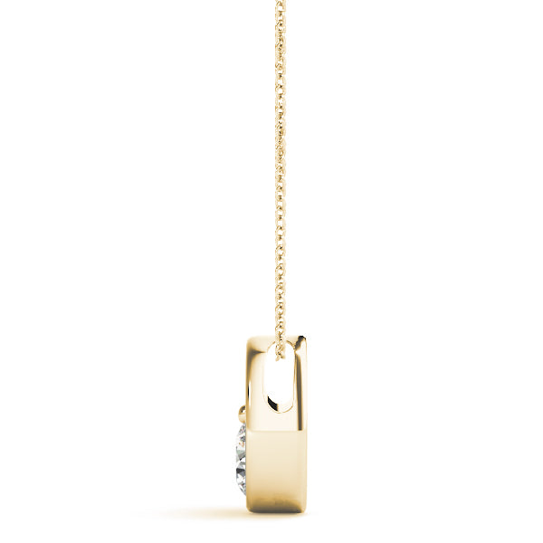 Yellow gold Half Bezel Round Cut Diamond Pendant