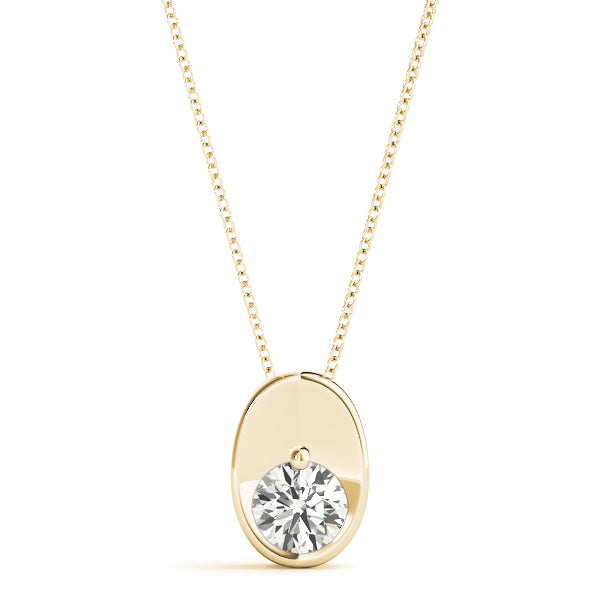 Yellow gold Half Bezel Round Cut Diamond Pendant