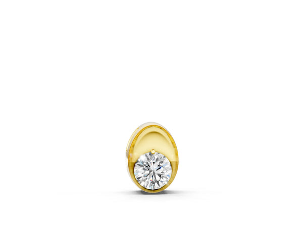 Yellow gold Half Bezel Round Cut Diamond Pendant