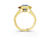 Yellow gold Halo Fancy Blue Asscher -Cut Diamond Pave Band Milgrain Prong Setting Ring_80