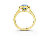 Yellow gold Halo Fancy Blue Cushion -Cut Diamond Pave Band Milgrain Prong Setting Ring_59