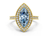 Yellow gold Halo Fancy Blue Marquise -Cut Diamond Pave Band Milgrain Prong Setting Ring_55