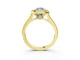Yellow gold Halo Fancy Blue Radiant -Cut Diamond Pave Band Milgrain Prong Setting Ring_58