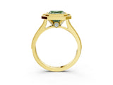 Yellow gold Halo Fancy Green Asscher -Cut Diamond Pave Band Milgrain Prong Setting Ring_50