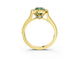 Yellow gold Halo Fancy Green Cushion -Cut Diamond Pave Band Milgrain Prong Setting Ring_58