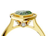 Yellow gold Halo Fancy Green Heart -Cut Diamond Pave Band Milgrain Prong Setting Ring_38