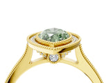 Yellow gold Halo Fancy Green Marquise -Cut Diamond Pave Band Milgrain Prong Setting Ring_59