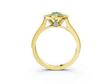 Yellow gold Halo Fancy Green Pear -Cut Diamond Pave Band Milgrain Prong Setting Ring_58