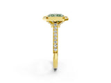 Yellow gold Halo Fancy Green Radiant -Cut Diamond Pave Band Milgrain Prong Setting Ring_57