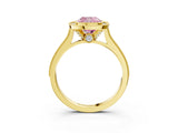 Yellow gold Halo Fancy Pink Cushion -Cut Diamond Pave Band Milgrain Prong Setting Ring_58