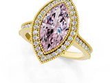 Yellow gold Halo Fancy Pink Marquise -Cut Diamond Pave Band Milgrain Prong Setting Ring_56