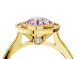 Yellow gold Halo Fancy Pink Round -Cut Diamond Pave Band Milgrain Prong Setting Ring_39