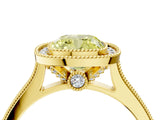 Yellow gold Halo Fancy Yellow Cushion -Cut Diamond Pave Band Milgrain Prong Setting Ring_59