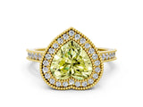 Yellow gold Halo Fancy Yellow Heart -Cut Diamond Pave Band Milgrain Prong Setting Ring_54