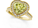 Yellow gold Halo Fancy Yellow Heart -Cut Diamond Pave Band Milgrain Prong Setting Ring_55