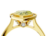 Yellow gold Halo Fancy Yellow Heart -Cut Diamond Pave Band Milgrain Prong Setting Ring_58