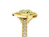 Yellow gold Halo Fancy Yellow Heart -Cut Diamond Pave Band Milgrain Prong Setting Ring_59