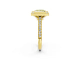 Yellow gold Halo Fancy Yellow Princess -Cut Diamond Pave Band Milgrain Prong Setting Ring_36