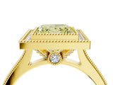 Yellow gold Halo Fancy Yellow Princess -Cut Diamond Pave Band Milgrain Prong Setting Ring_38