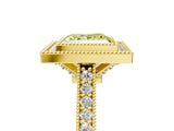 Yellow gold Halo Fancy Yellow Princess -Cut Diamond Pave Band Milgrain Prong Setting Ring_39