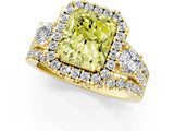 Yellow gold Halo Fancy Yellow Radiant Cut Cut Split Shank Diamond Ring with Four-Prong Setting_1