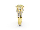 Yellow gold Halo Fancy Yellow Radiant Cut Cut Split Shank Diamond Ring with Four-Prong Setting_2
