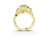 Yellow gold Halo Fancy Yellow Radiant Cut Cut Split Shank Diamond Ring with Four-Prong Setting_3