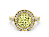 Yellow gold Halo Fancy Yellow Round -Cut Diamond Pave Band Milgrain Prong Setting Ring_35