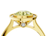 Yellow gold Halo Fancy Yellow Round -Cut Diamond Pave Band Milgrain Prong Setting Ring_39