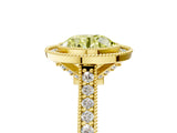 Yellow gold Halo Fancy Yellow Round -Cut Diamond Pave Band Milgrain Prong Setting Ring_40