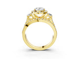 Yellow gold Halo Oval Cut Cut Split Shank Diamond Ring with Four-Prong Setting_10