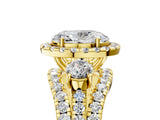Yellow gold Halo Oval Cut Cut Split Shank Diamond Ring with Four-Prong Setting_12