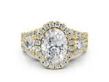 Yellow gold Halo Oval Cut Cut Split Shank Diamond Ring with Four-Prong Setting_7