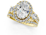 Yellow gold Halo Oval Cut Cut Split Shank Diamond Ring with Four-Prong Setting_8