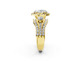 Yellow gold Halo Oval Cut Cut Split Shank Diamond Ring with Four-Prong Setting_9