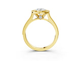 Yellow gold Halo Oval-Cut Diamond Pave Band Milgrain Prong Setting Ring_58