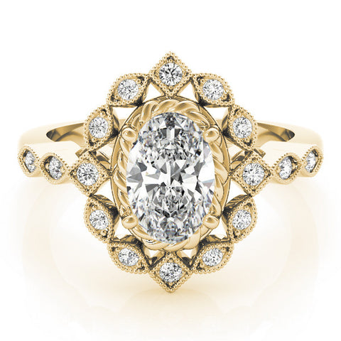 Yellow gold Halo Oval Diamond Milgrain Infinity Band with Four-Prong Setting 1