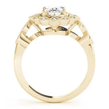 Yellow gold Halo Oval Diamond Milgrain Infinity Band with Four-Prong Setting 2