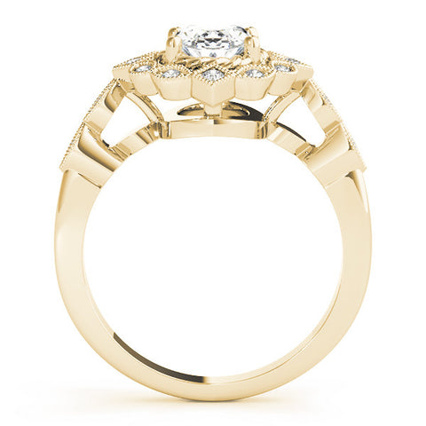 Yellow gold Halo Oval Diamond Milgrain Infinity Band with Four-Prong Setting 2