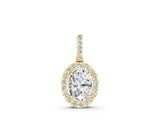 Yellow gold Halo Oval Diamond Pendant with Prong Setting_14