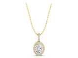 Yellow gold Halo Oval Diamond Pendant with Prong Setting_15