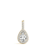 Yellow gold Halo Pear Cut Diamond Pendant with Prong Setting 1
