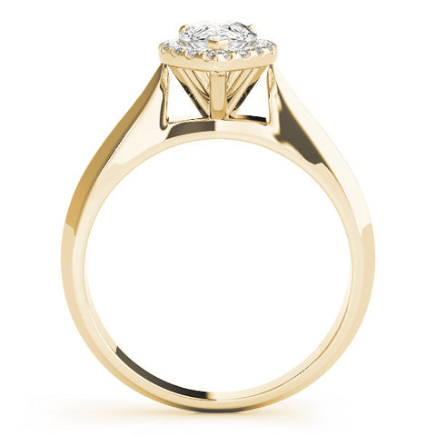 Yellow gold Halo Pear Cut Solitaire Diamond Ring with Prong Setting 2