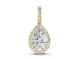 Yellow gold Halo Pear Diamond Pendant with Prong Setting_10