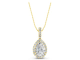 Yellow gold Halo Pear Diamond Pendant with Prong Setting_11