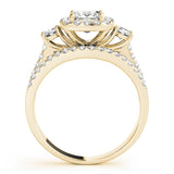 Yellow gold Halo Princess Cut Split Shank Diamond Ring with Four-Prong Setting 2