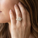 Yellow gold Halo Princess Cut Split Shank Diamond Ring with Four-Prong Setting_5