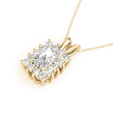 Yellow gold Halo Radiant Cut Diamond Pendant with Prong Setting 1