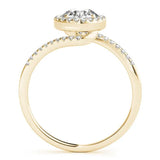 Yellow gold Halo Round Cut Twisted Band Pavé Setting Ring 2