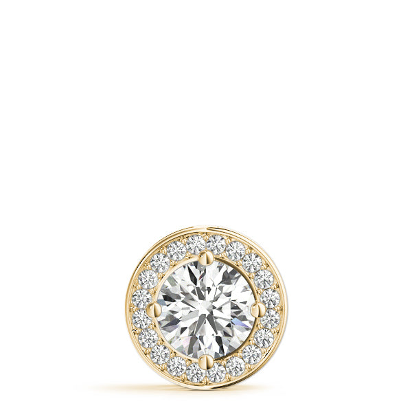 Yellow gold Halo Round Diamond Four-Prong Pendant 1